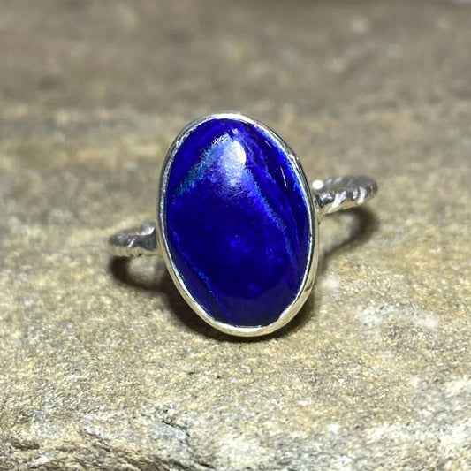 Oval Blue Azurite Ring- Size 8