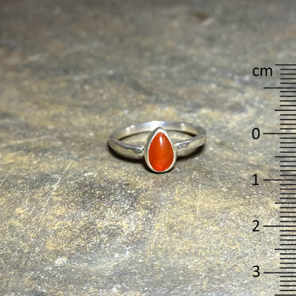 Teardrop Carnelian Ring- Size 7.5