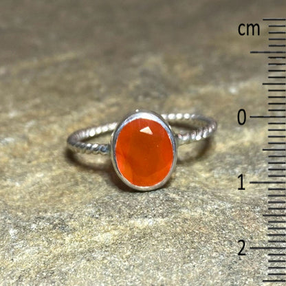 Faceted Oval Carnelian Ring- Size 9