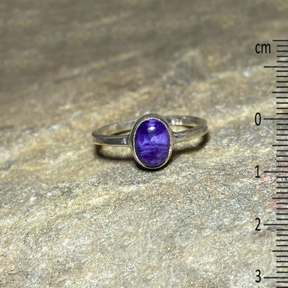 Oval Charoite Ring- Size 7.5