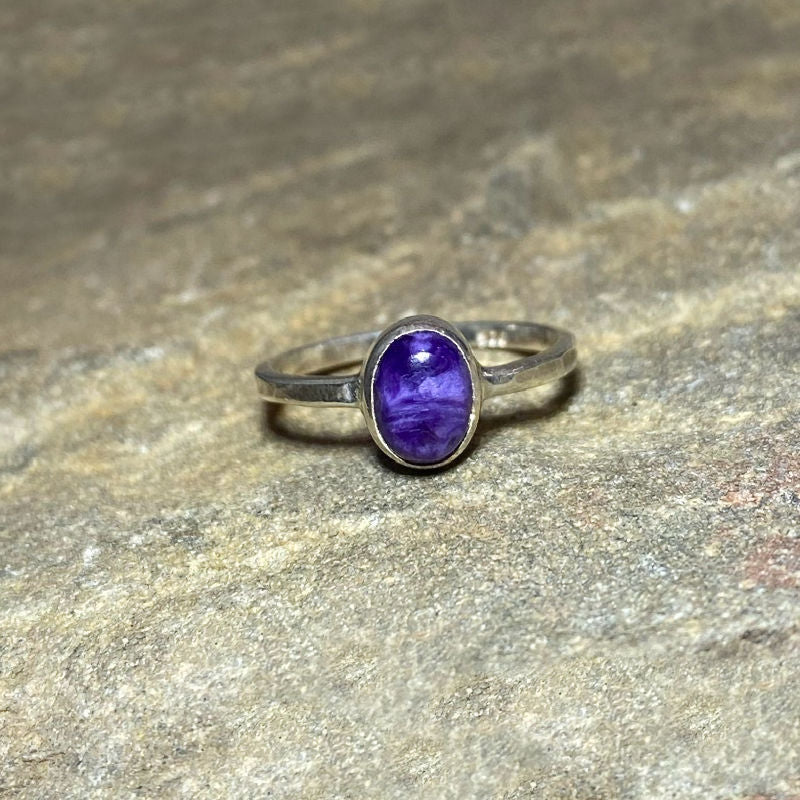 Oval Charoite Ring- Size 7.5