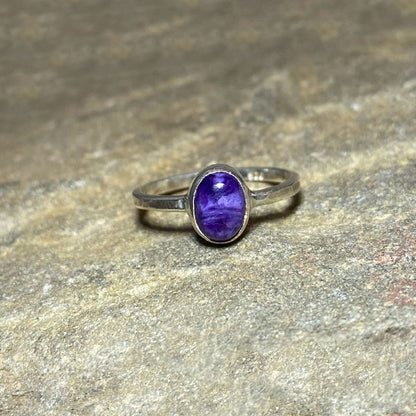 Oval Charoite Ring- Size 7.5