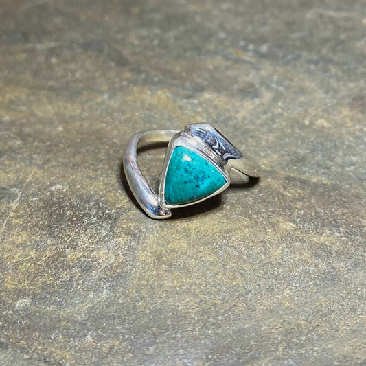 Split Band Triangle Chrysocolla Ring- 8