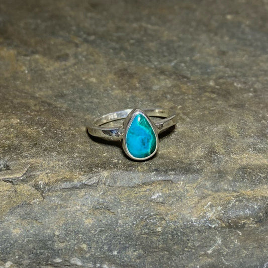 Teardrop Chrysocolla Ring- Size 6.5