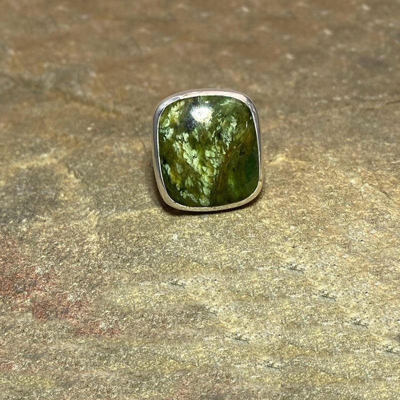 Square Chrome Chalcedony Ring- Size 8