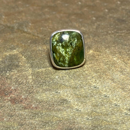 Square Chrome Chalcedony Ring- Size 8