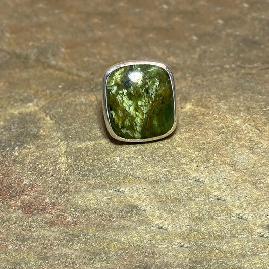 Square Chrome Chalcedony Ring- Size 8