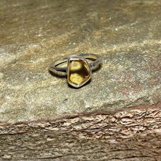 Freeform Tumbled Citrine Ring- Size 9