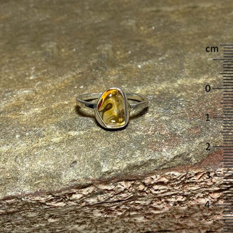 Freeform Tumbled Citrine Ring- Size 8.5