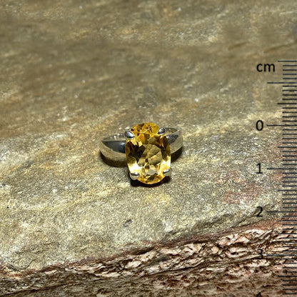 Oval Faceted Citrine Ring- Size 9