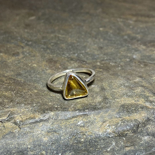 Triangle Tumbled Citrine Ring- Size 8