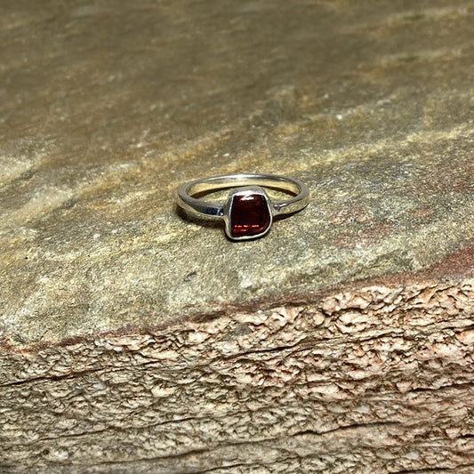 Tumbled Garnet Ring- Size 7