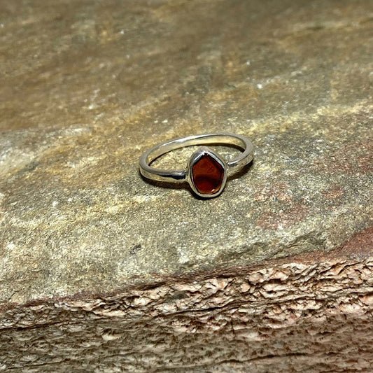 Freeform Tumbled Garnet Ring- Size 8.5