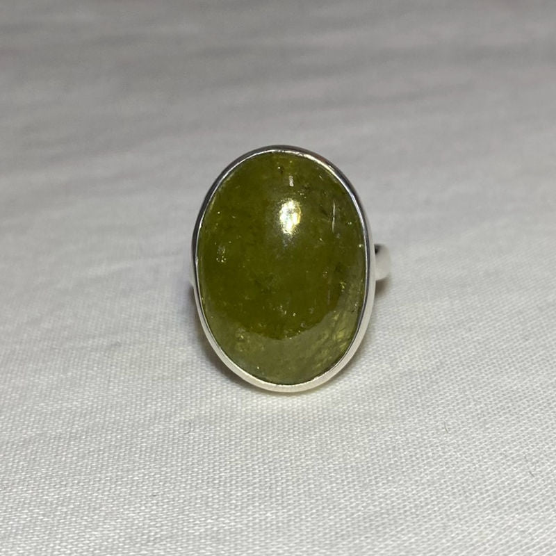Oval Grossular Garnet Ring- Size 7.5
