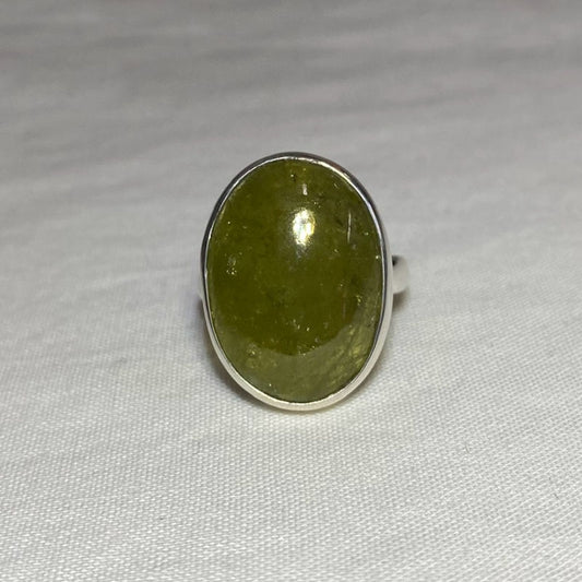 Oval Grossular Garnet Ring- Size 7.5
