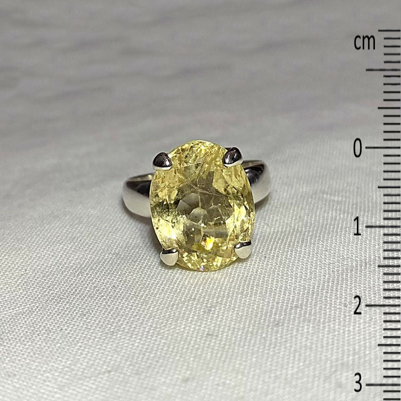 Faceted Oval Heliodor Ring- Size 9