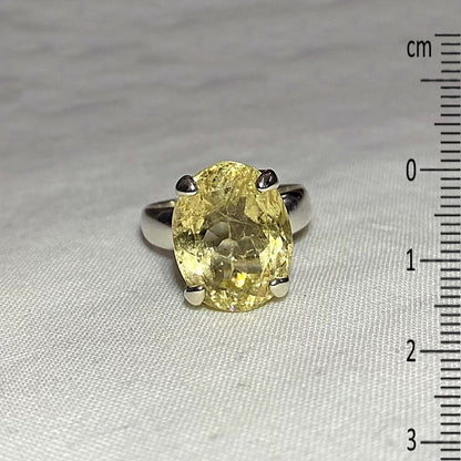 Faceted Oval Heliodor Ring- Size 9