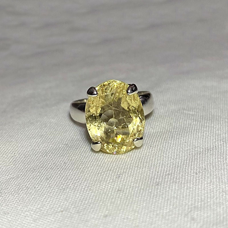 Faceted Oval Heliodor Ring- Size 9