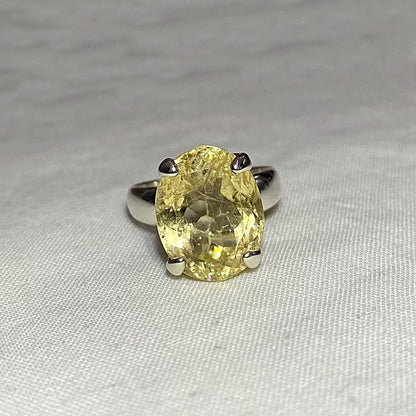 Faceted Oval Heliodor Ring- Size 9
