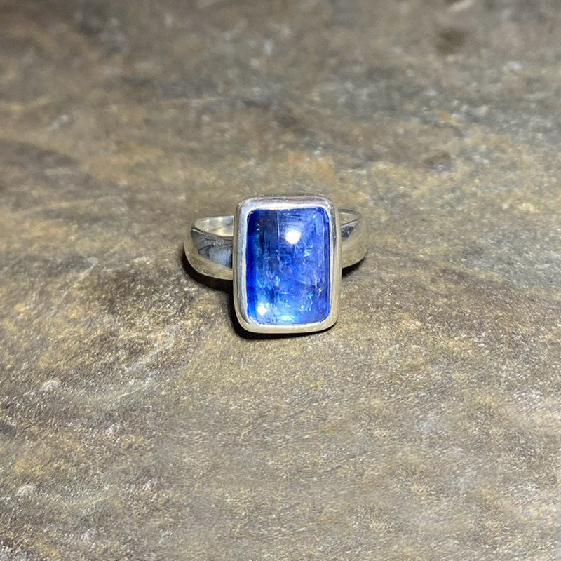 Rectangle Blue Kyanite Ring- Size 7.5