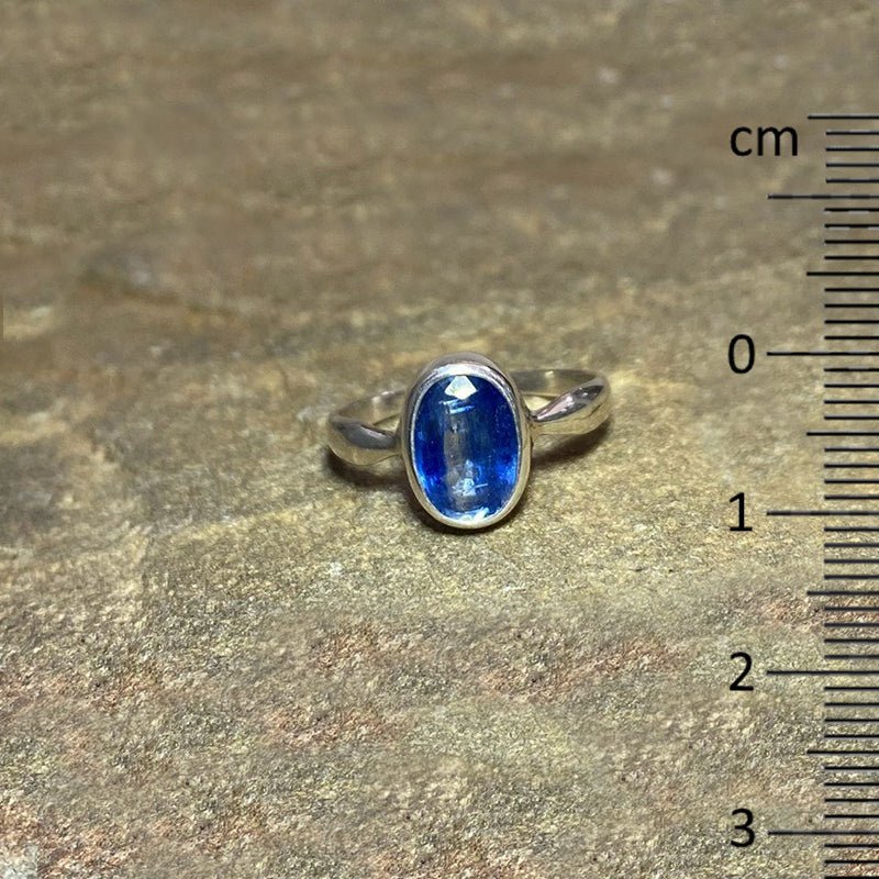 Faceted Oval Blue Kyanite Ring- Size 9