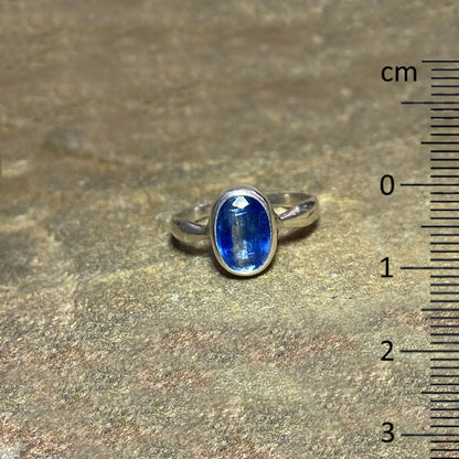 Faceted Oval Blue Kyanite Ring- Size 9