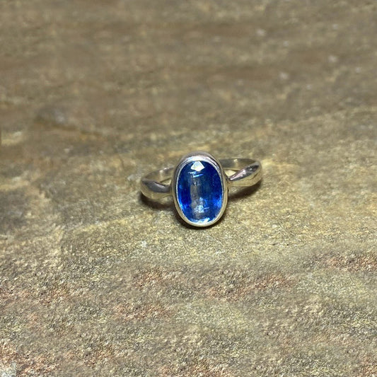Faceted Oval Blue Kyanite Ring- Size 9