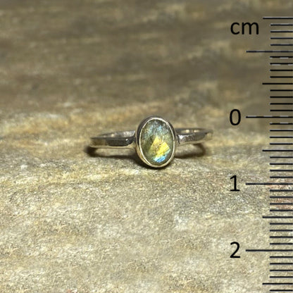 Oval Faceted Labradorite Ring- Size 7