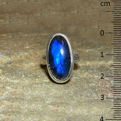 Oval Blue Flash Labradorite Ring- Size 8.5