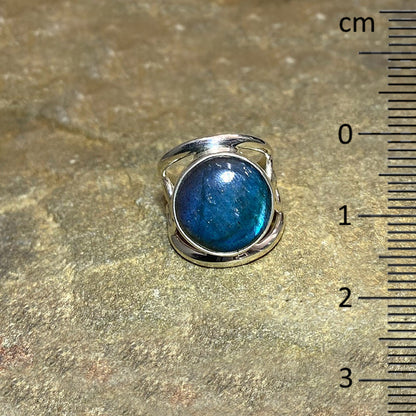 Round Labradorite Ring- Size 6.5