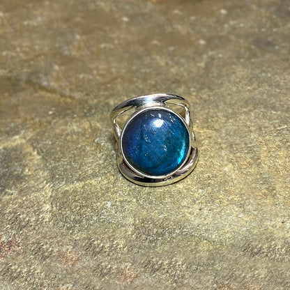 Round Labradorite Ring- Size 6.5
