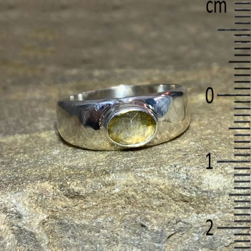 Faceted Oval Labradorite Ring- Size 8.5