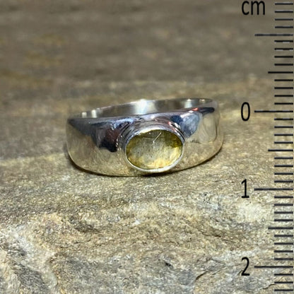 Faceted Oval Labradorite Ring- Size 8.5