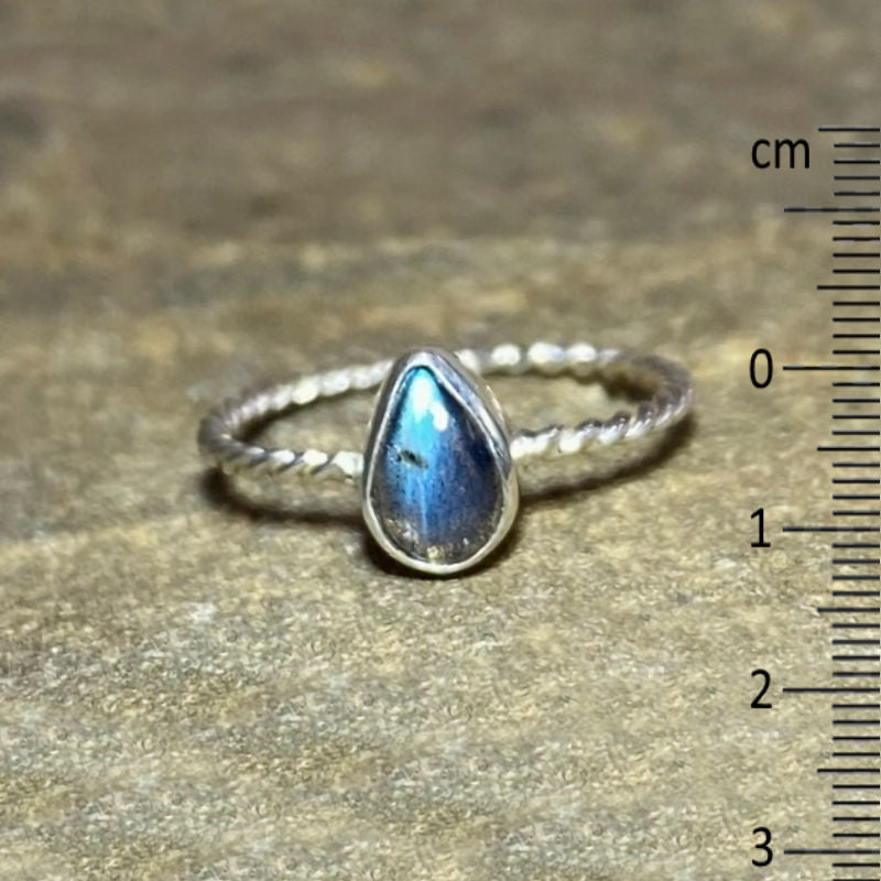 Teardrop Labradorite Ring- Size 8.5