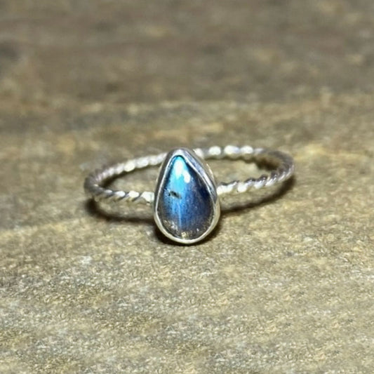 Teardrop Labradorite Ring- Size 8.5