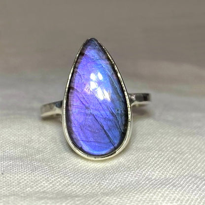 Teardrop Labradorite Ring- Size 6.5
