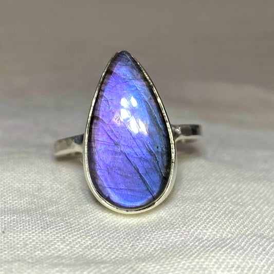 Teardrop Labradorite Ring- Size 6.5
