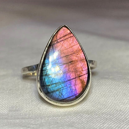 Teardrop Labradorite Ring- Size 8