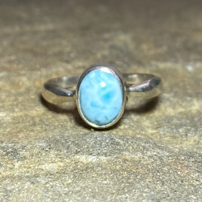 Oval Larimar Ring- Size 7.5