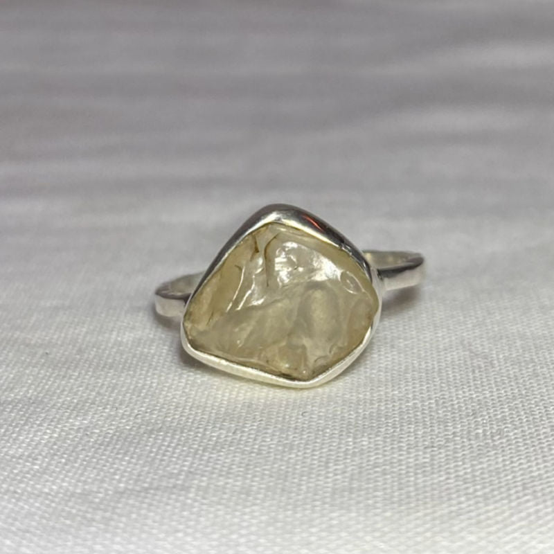 Natural Libyan Desert Glass Ring- Size 7.5