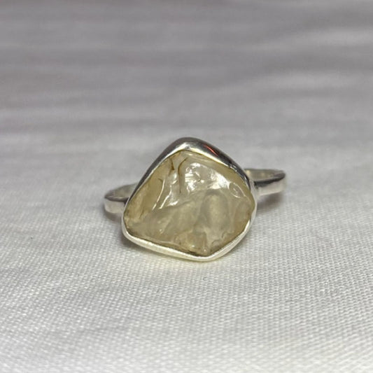 Natural Libyan Desert Glass Ring- Size 7.5