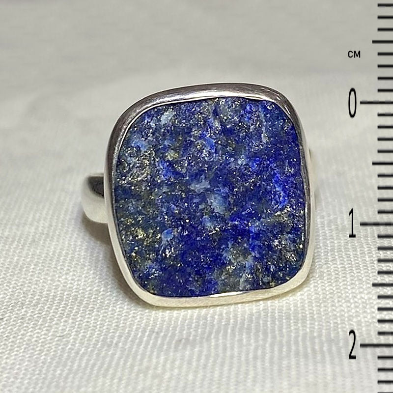 Square Raw Lapis Lazuli Ring- Size 7