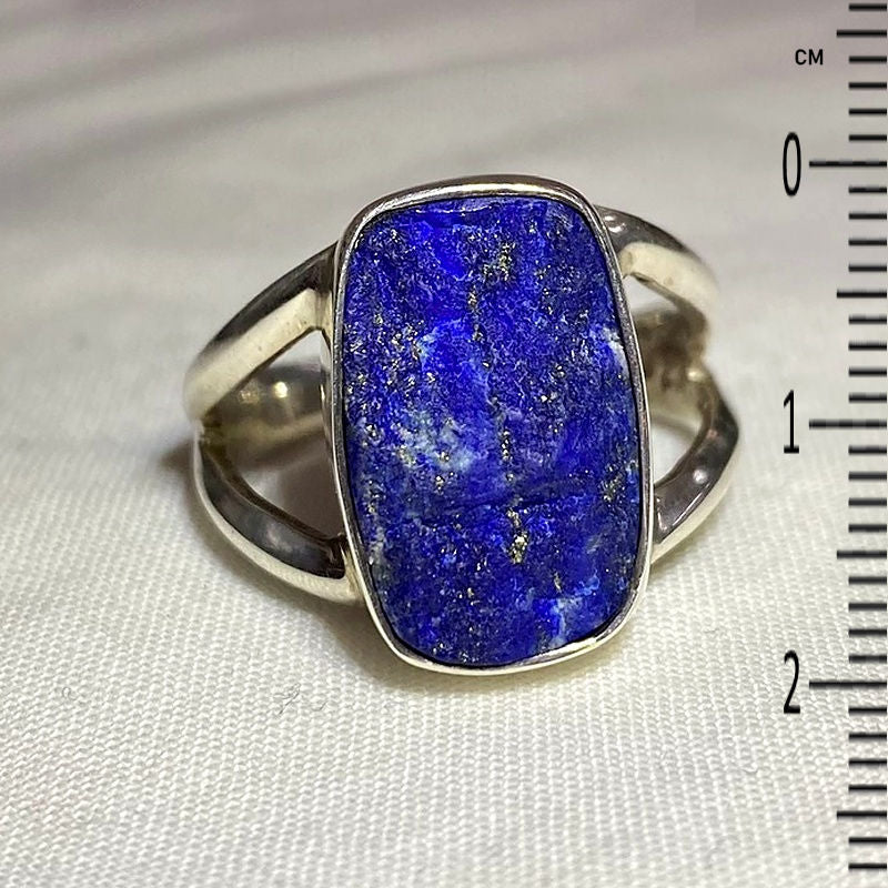 Rectangle Raw Lapis Lazuli Ring- Size 10