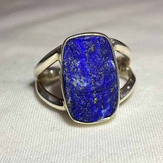 Rectangle Raw Lapis Lazuli Ring- Size 10