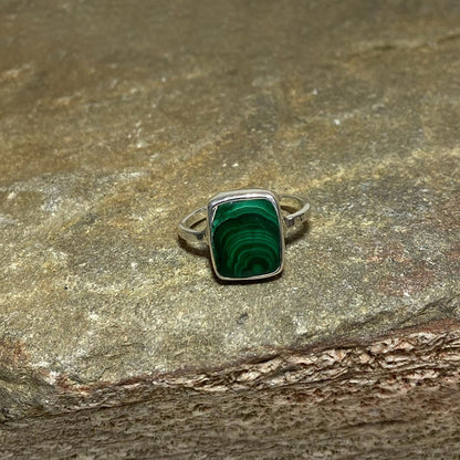 Square Malachite Ring- Size 7.5