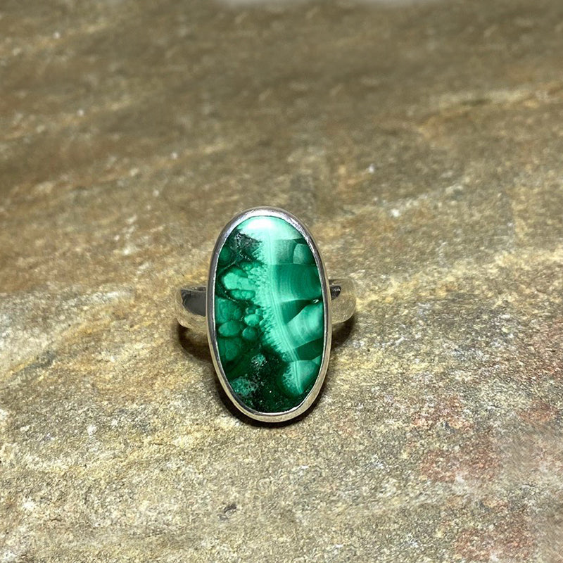 Oval Malachite Ring- Size 10