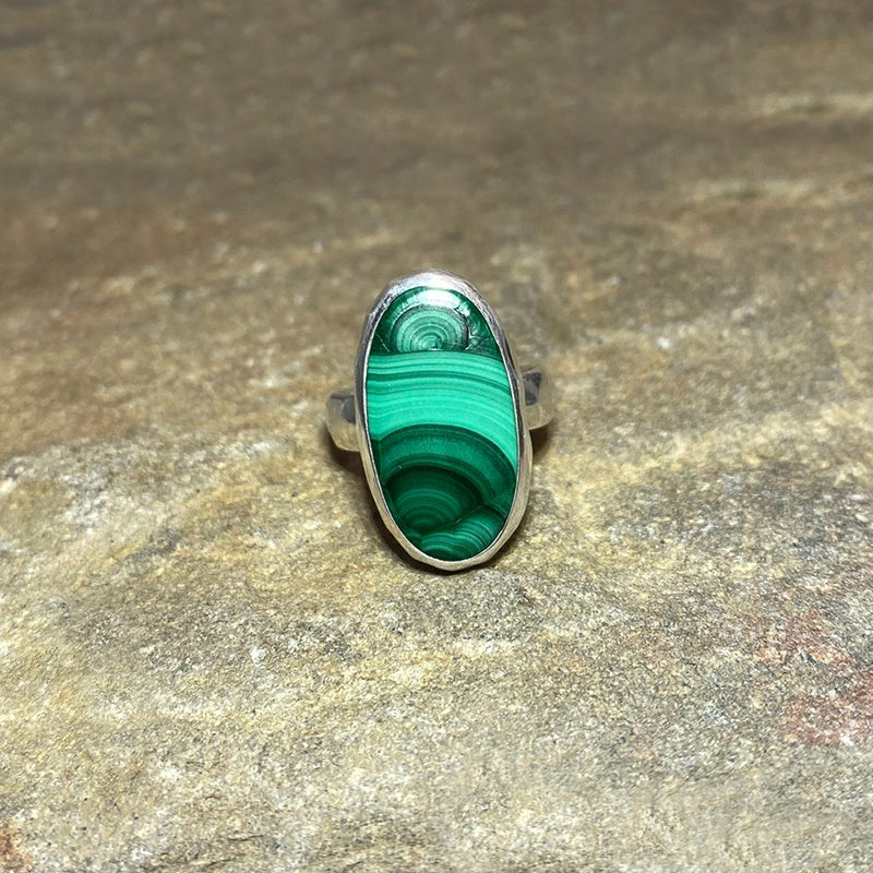 Oval Malachite Ring- Size 7