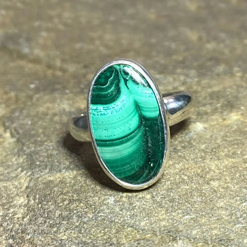 Oval Malachite Ring- Size 10