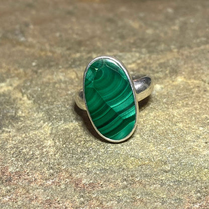 Oval Malachite Ring- Size 7