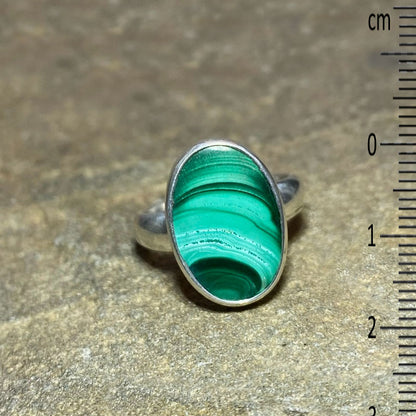 Oval Malachite Ring- Size 7.5